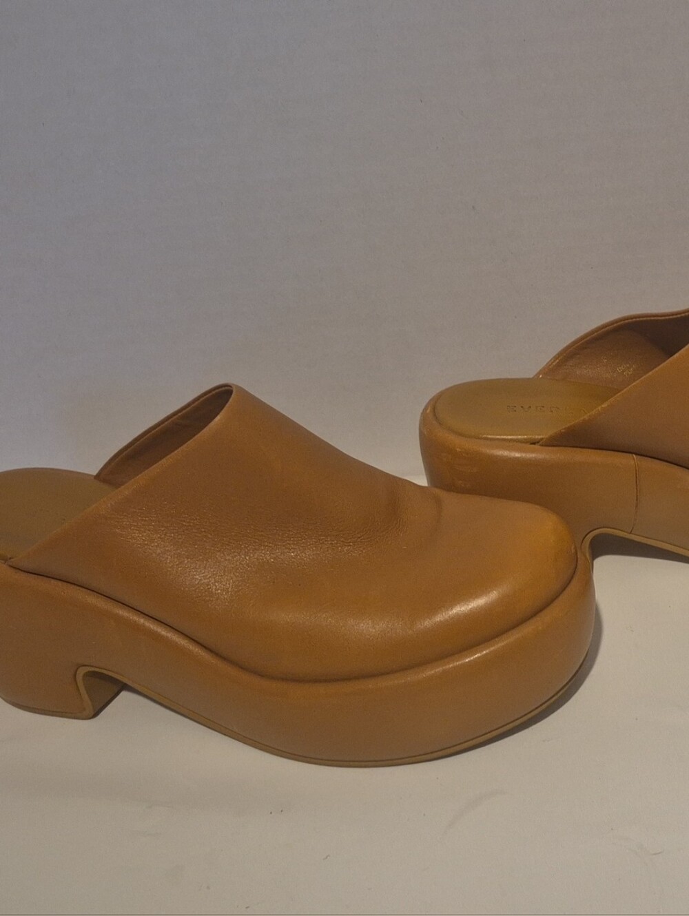 Everlane Tan Platform Mule Clogs